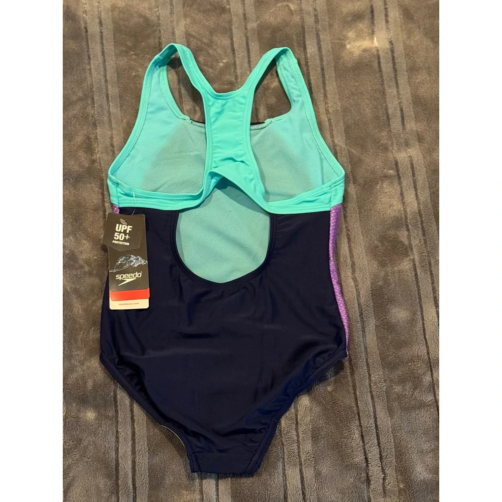 NEW Speedo Girl's One Piece Thick Strap Swimsuit sz 10